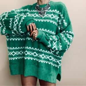 Aerie Women's White and Green Jumper .